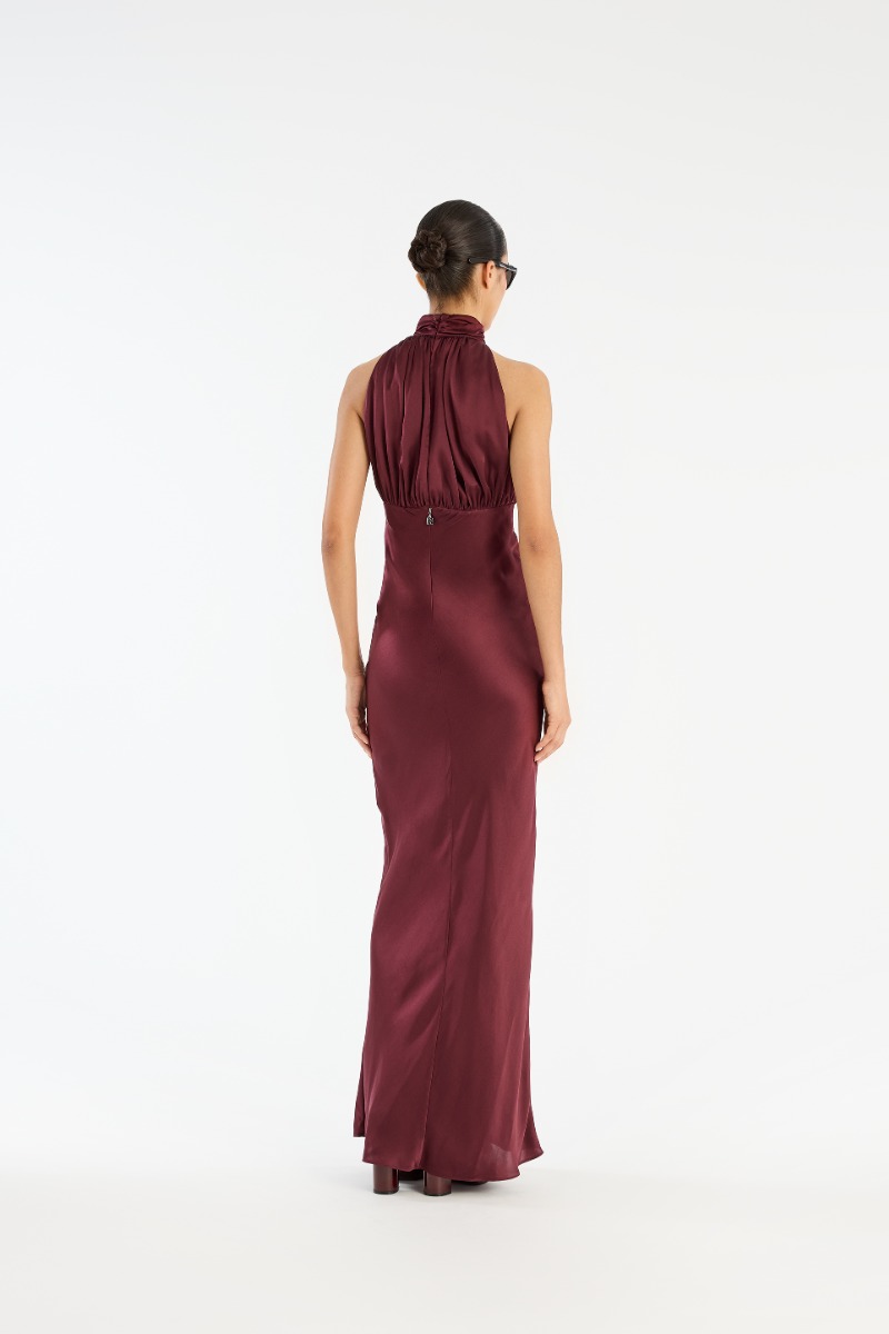 Rotate Birger Christensen Sleeveless Silk Dress Burgundy