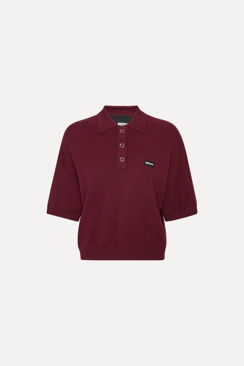 Rotate Birger Christensen Slinky Knit Polo Bordeaux