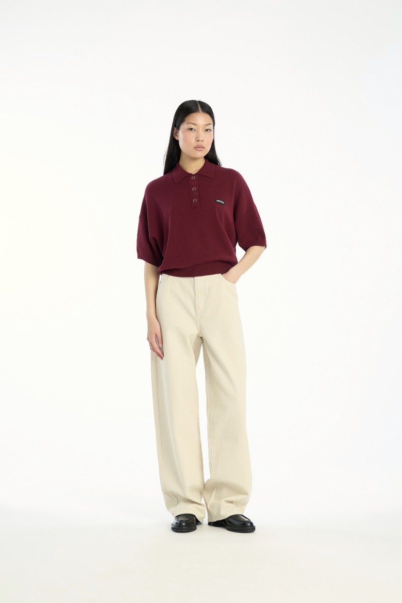 rotate birger christensen Slinky Knit Polo Bordeaux