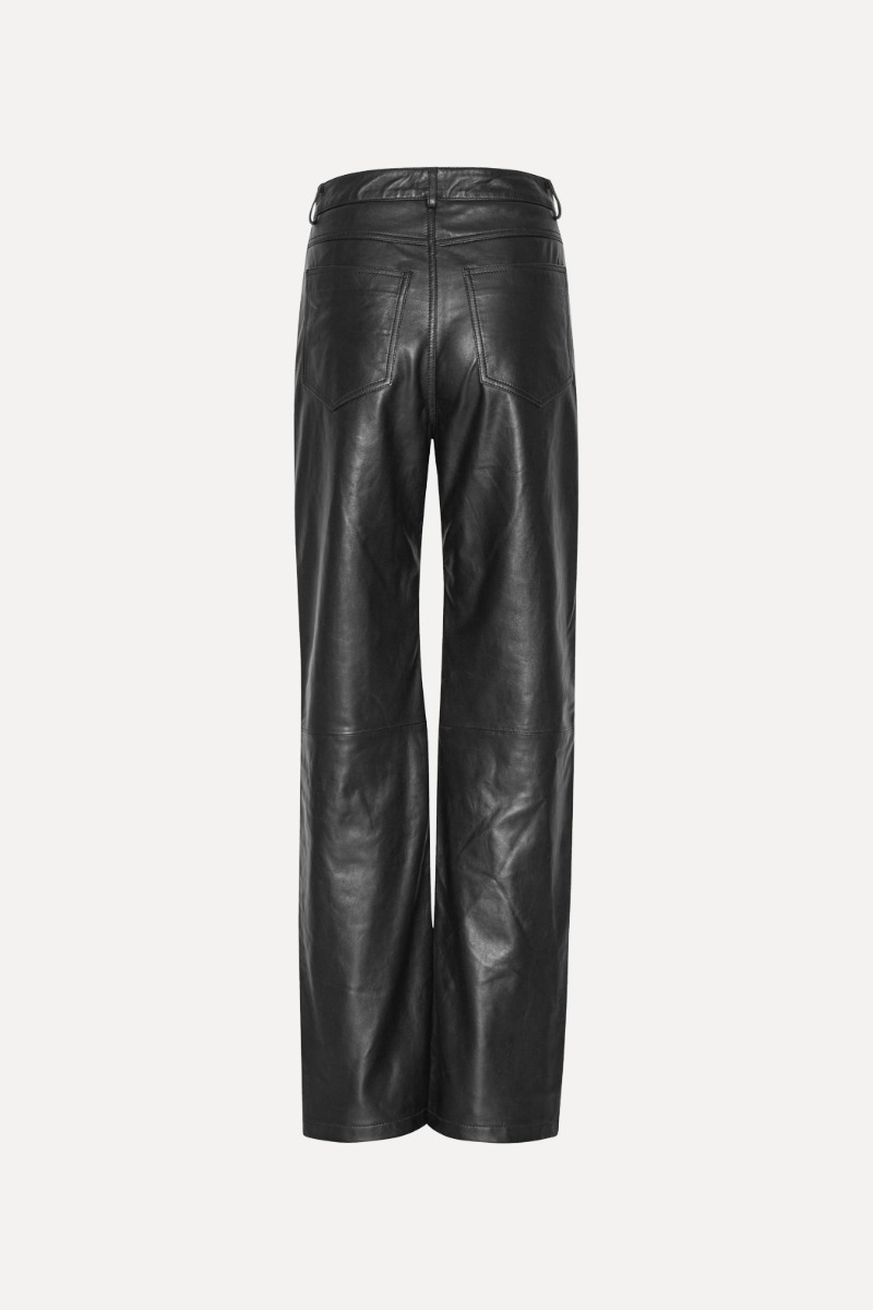 Rotate Birger Christensen Straight Leather Pants Black