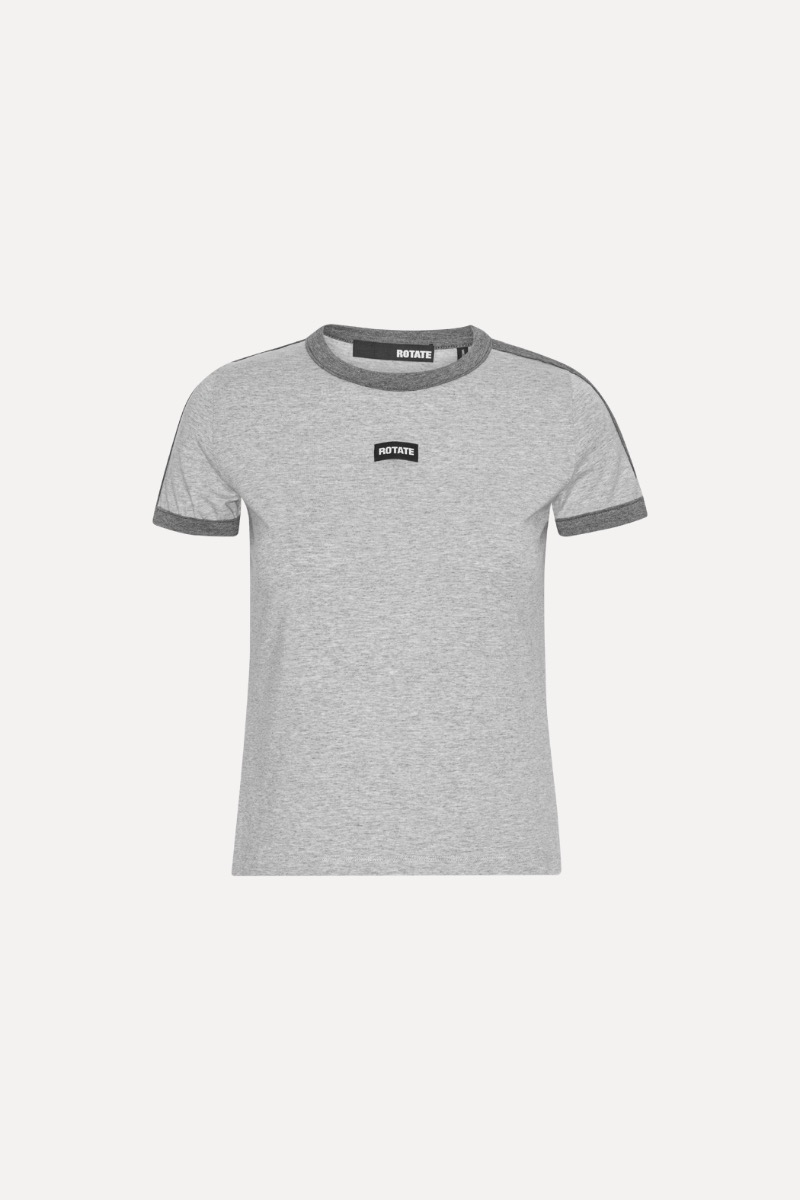 Rotate Birger Christensen Stretchy Fitted T-shirt Light Grey