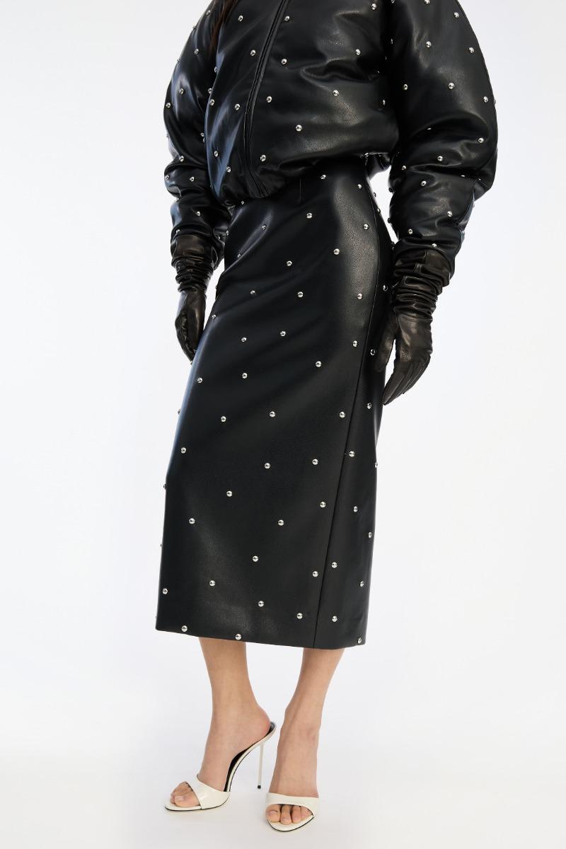 Rotate Birger Christensen Studded Pencil Skirt Black