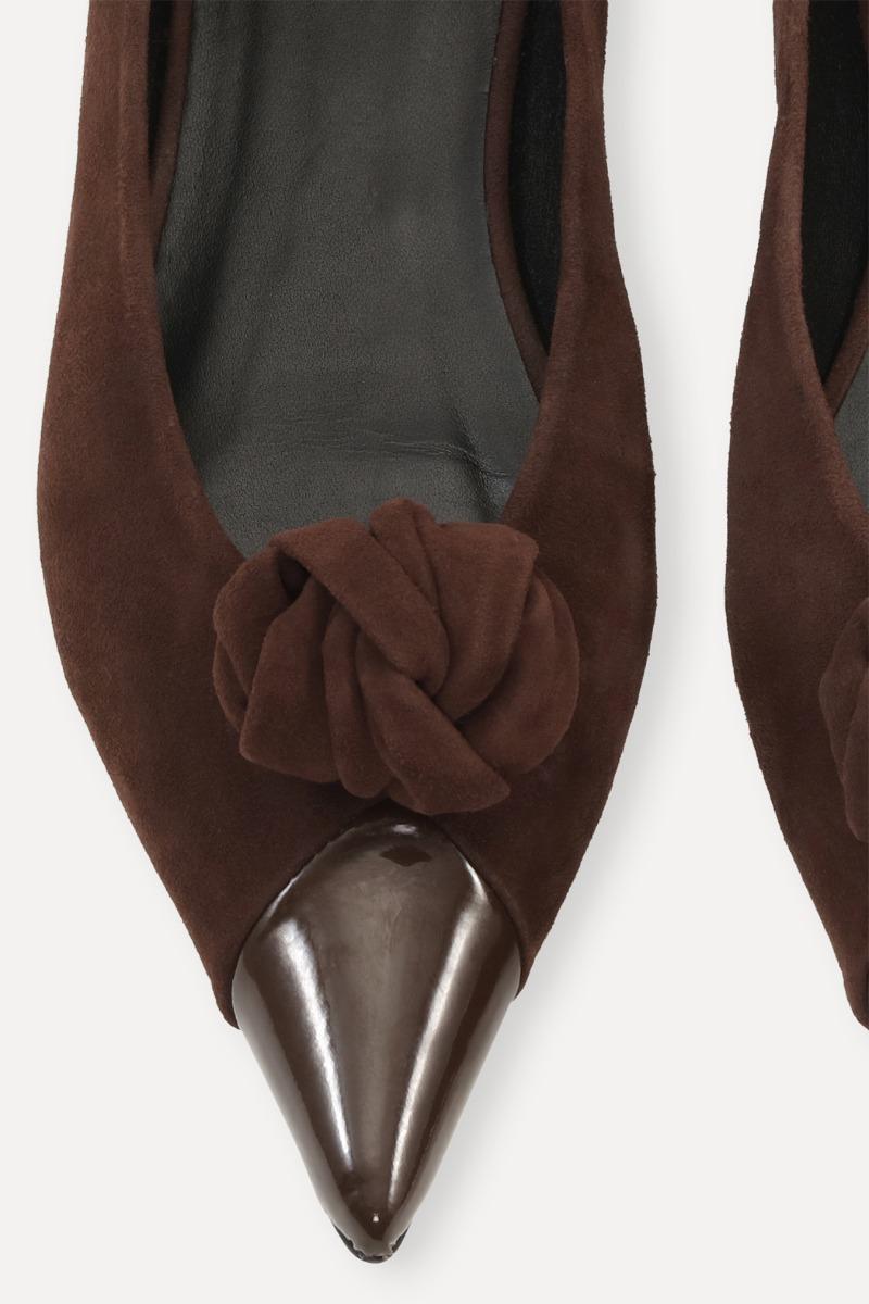 Rotate Birger Christensen Suede Knot Ballerina Chocolate Brown