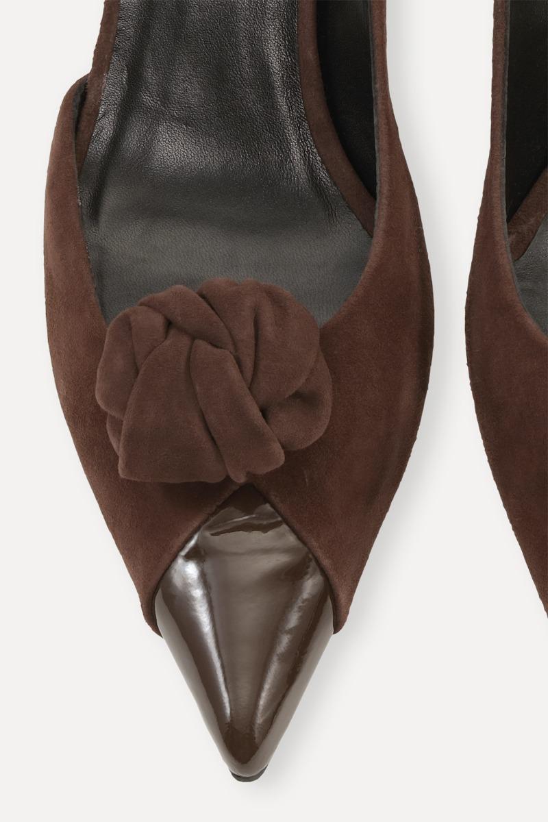 Rotate Birger Christensen Suede Knot Pump Chocolate Brown