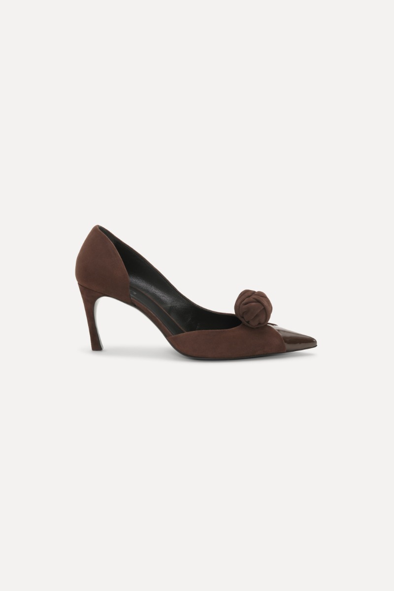 rotate birger christensen Suede Knot Pump Chocolate Brown