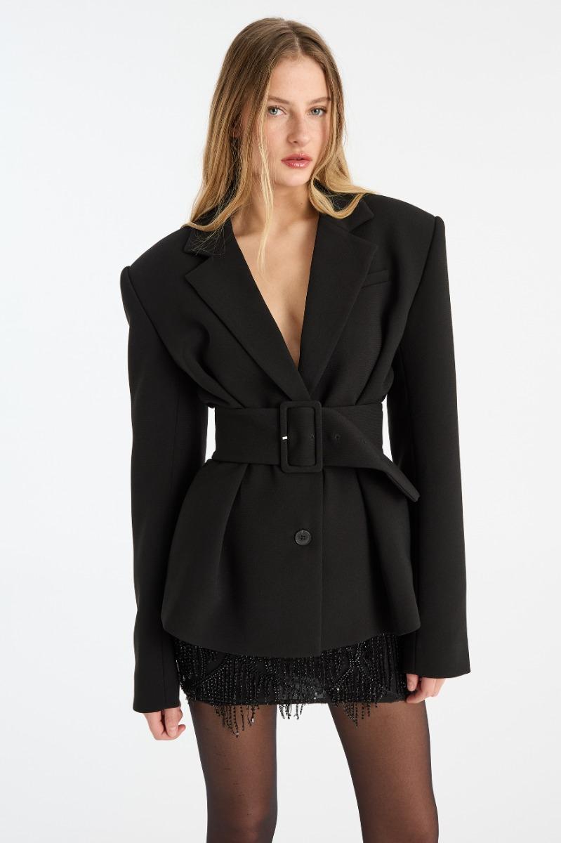 Rotate Birger Christensen Suiting Belted Blazer Black