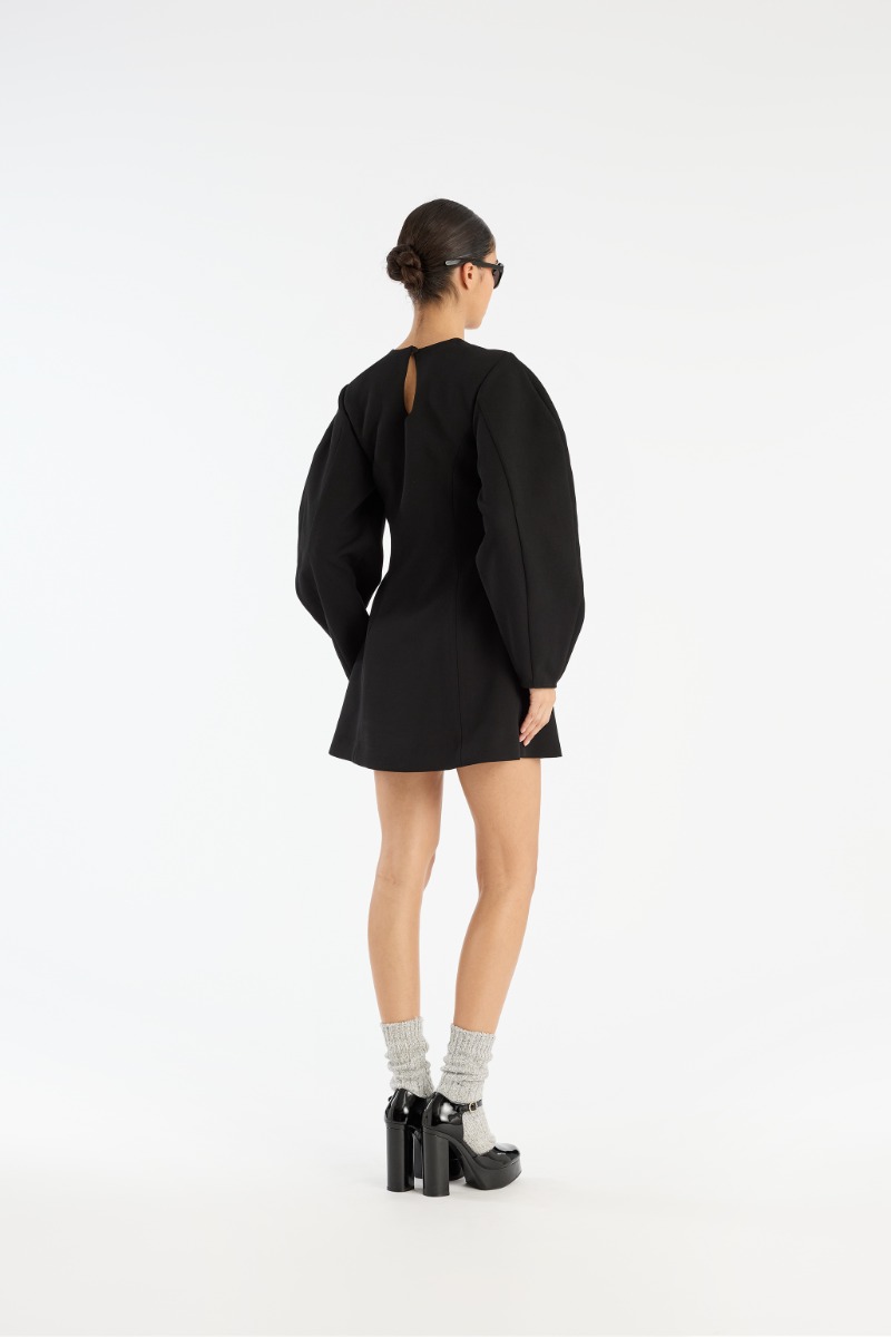 Rotate Birger Christensen Suiting Flared Mini Dress Black