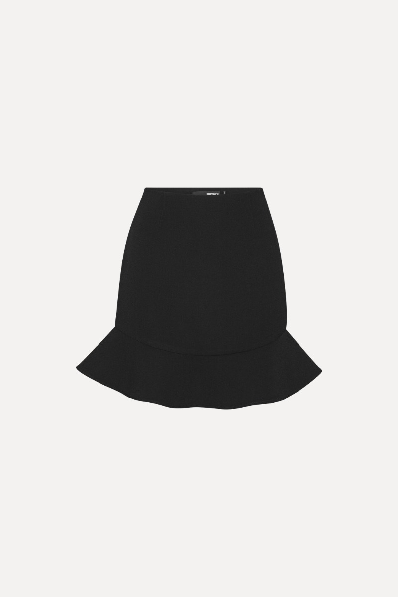 Rotate Birger Christensen Suiting Mini Ruffle Skirt Black