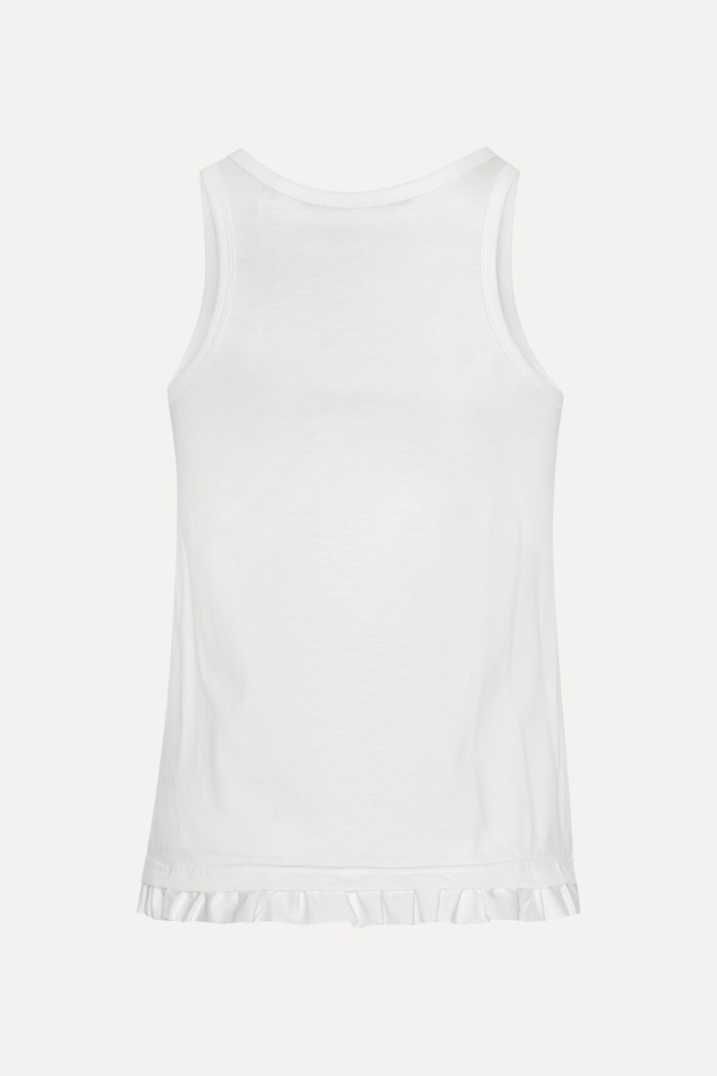 Rotate Birger Christensen Tank Top With Ruffle Hem Bright White