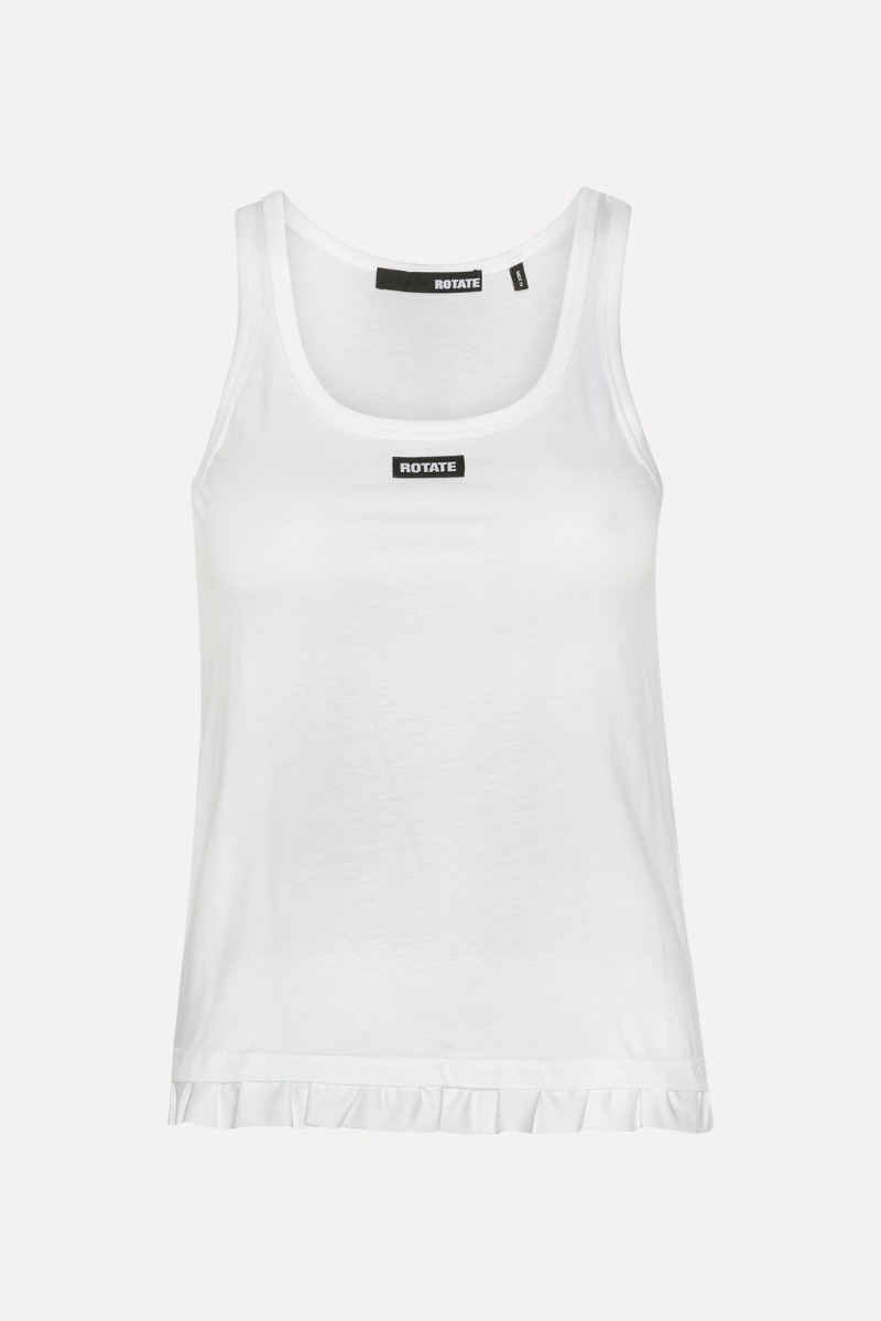 rotate birger christensen Tank Top With Ruffle Hem Bright White