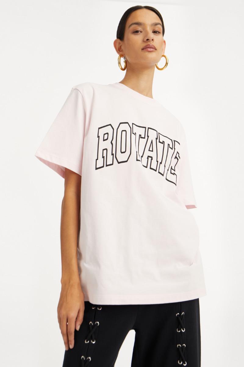 Rotate Birger Christensen Thin Jersey T-shirt Light Pink