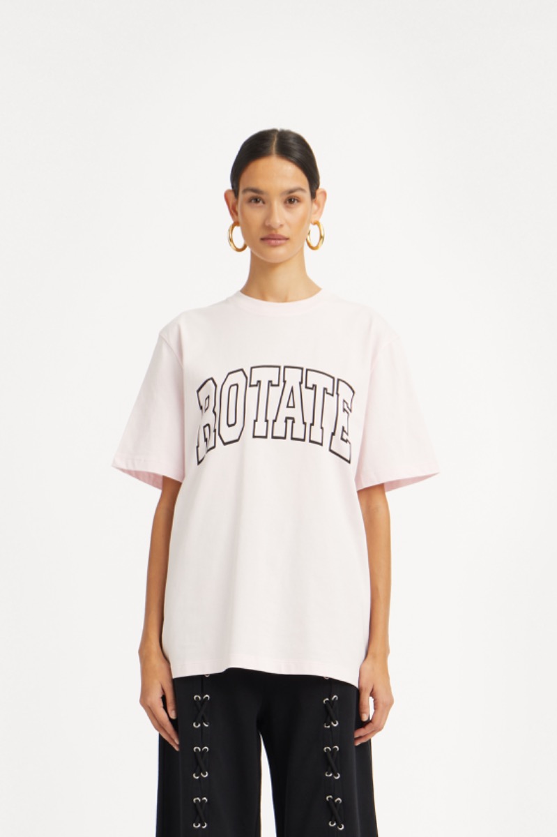 rotate birger christensen Thin Jersey T-shirt Light Pink