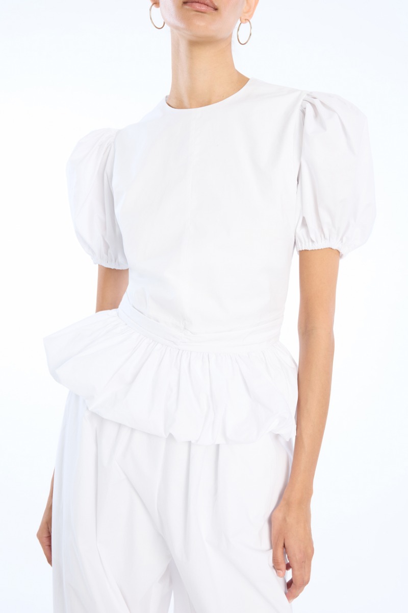Rotate Birger Christensen Top W/ Puffsleeves Bright White