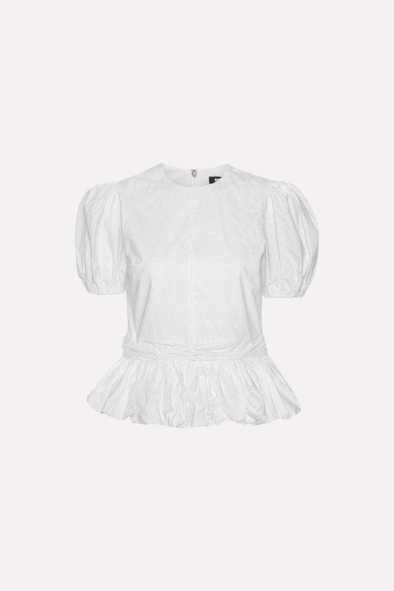 Rotate Birger Christensen Top W/ Puffsleeves Bright White