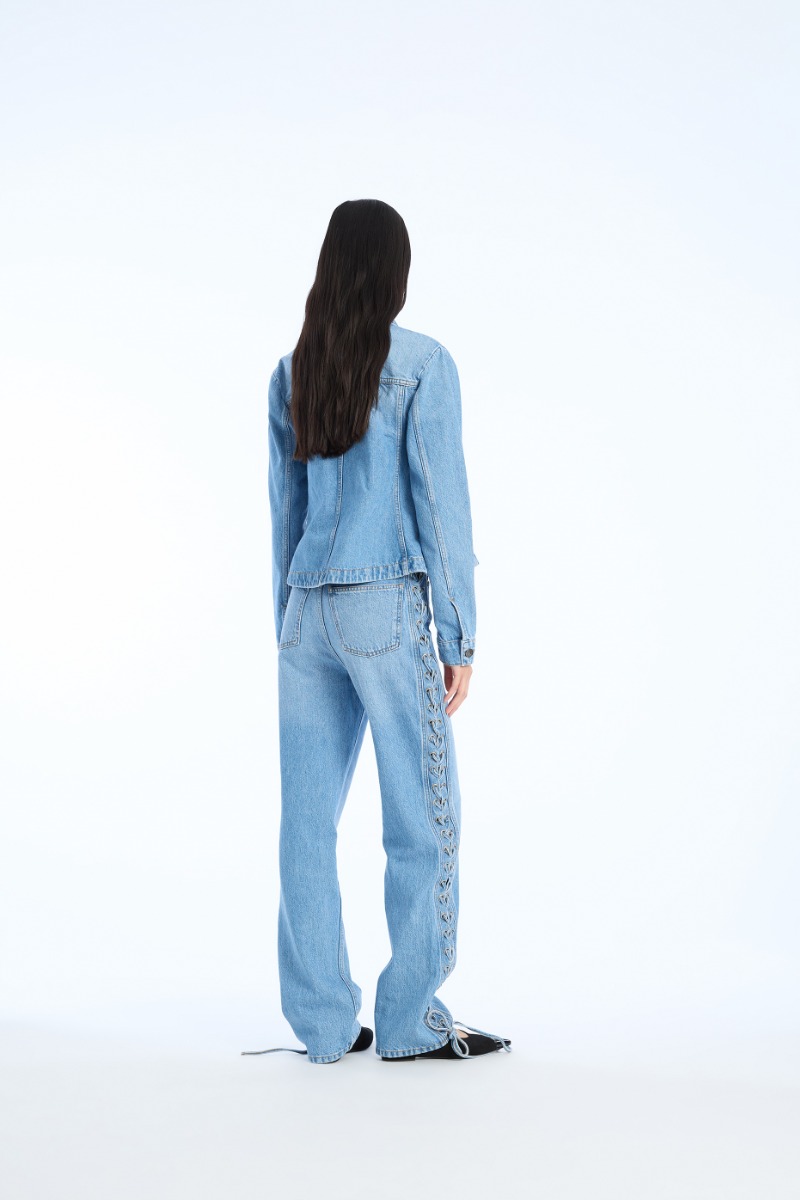 Rotate Birger Christensen Twisted Lacing Jeans Blue