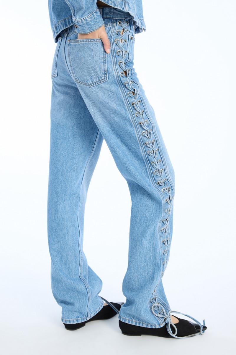 Rotate Birger Christensen Twisted Lacing Jeans Blue