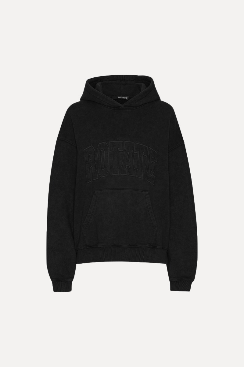 Rotate Birger Christensen Washed Heavy Sweat Hoodie Black