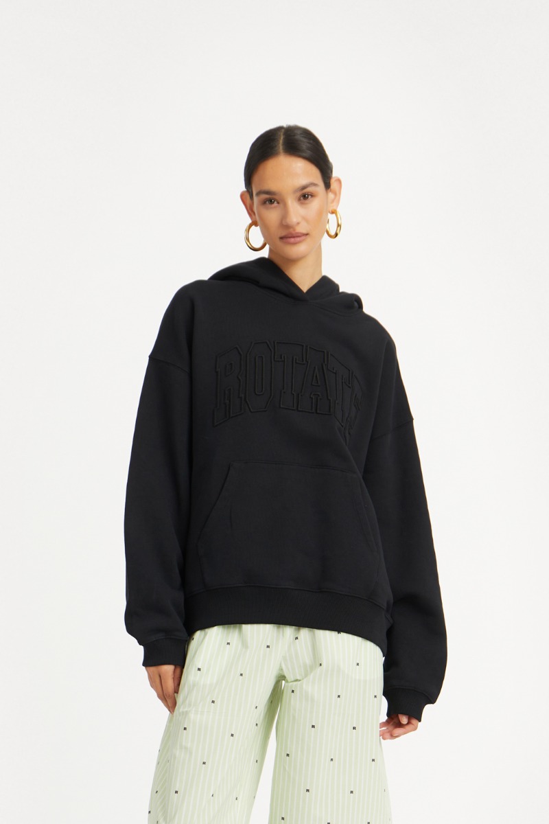rotate birger christensen Washed Heavy Sweat Hoodie Black