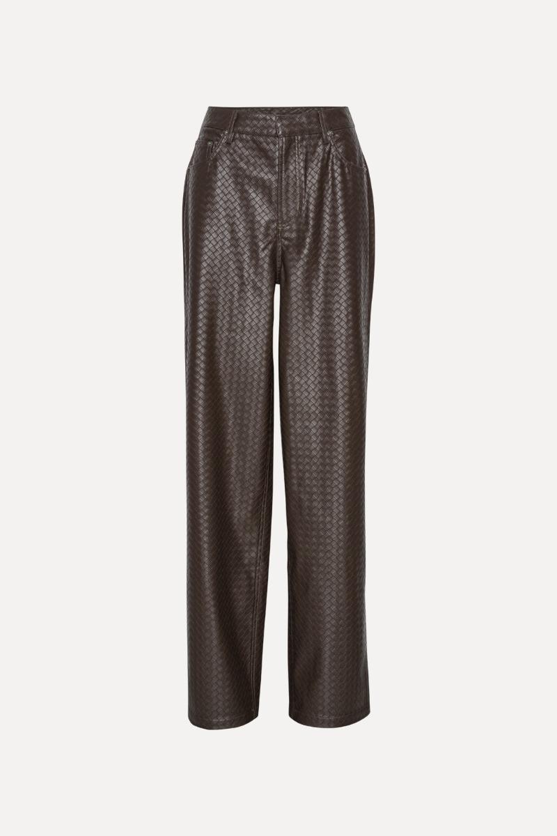 Rotate Birger Christensen Wide Leg 5 Pocket Pants Dark Brown