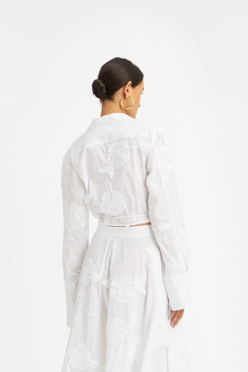 Rotate Birger Christensen Wrap Cotton Shirt Bright White