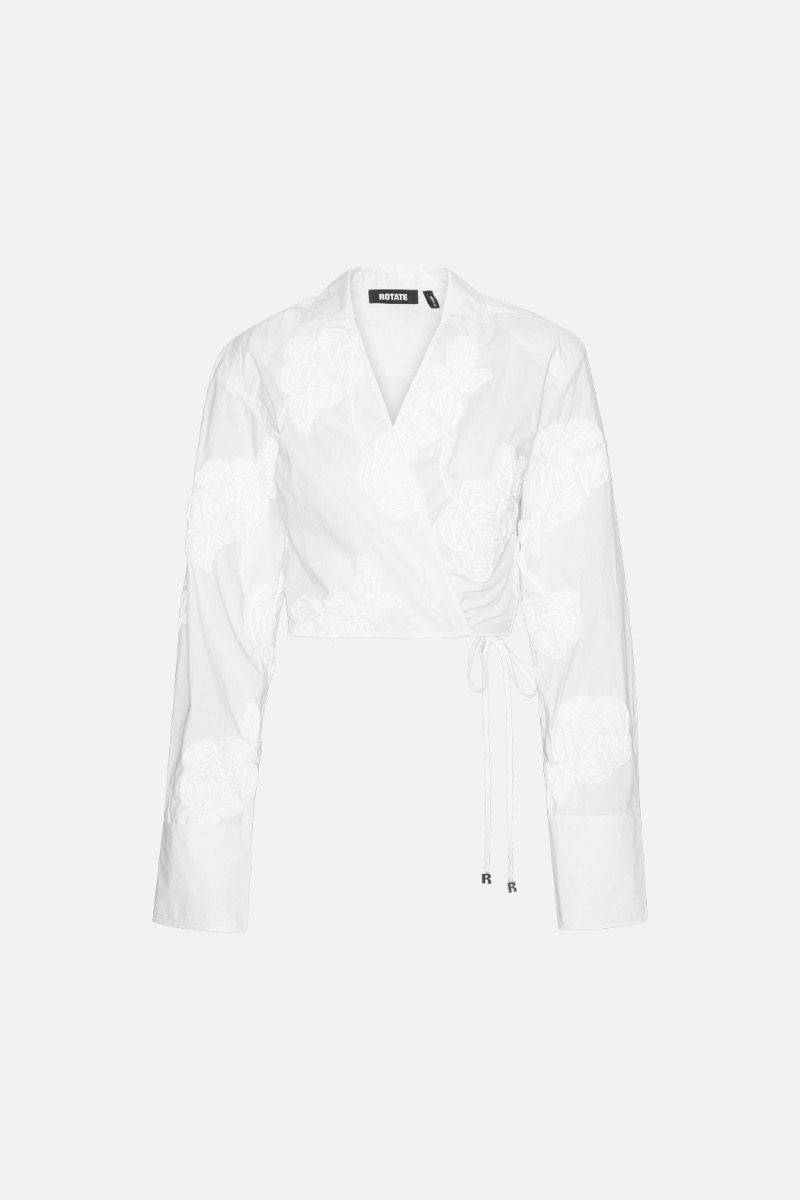 Rotate Birger Christensen Wrap Cotton Shirt Bright White