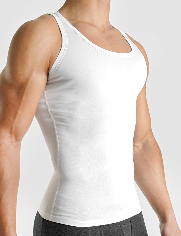 Rounderbum Cotton Compression Tank Top White