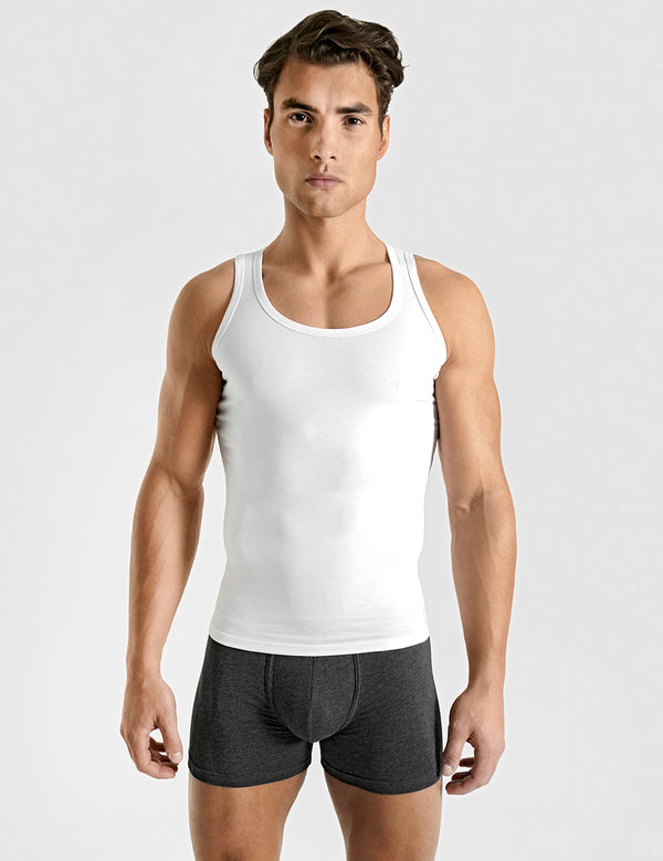 rounderbum Cotton Compression Tank Top White