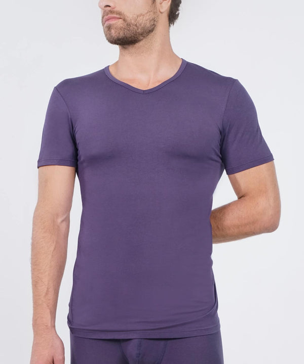 rounderbum Essentials Modal T-Shirt V Neck Blue