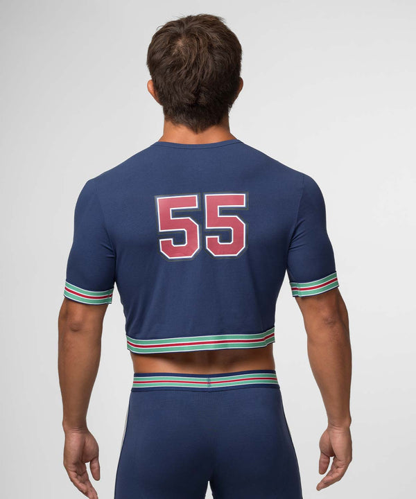 Rounderbum VARSITY Padded Crop Top Navy