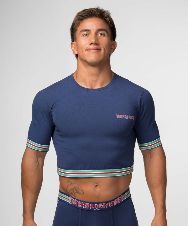 rounderbum VARSITY Padded Crop Top Navy