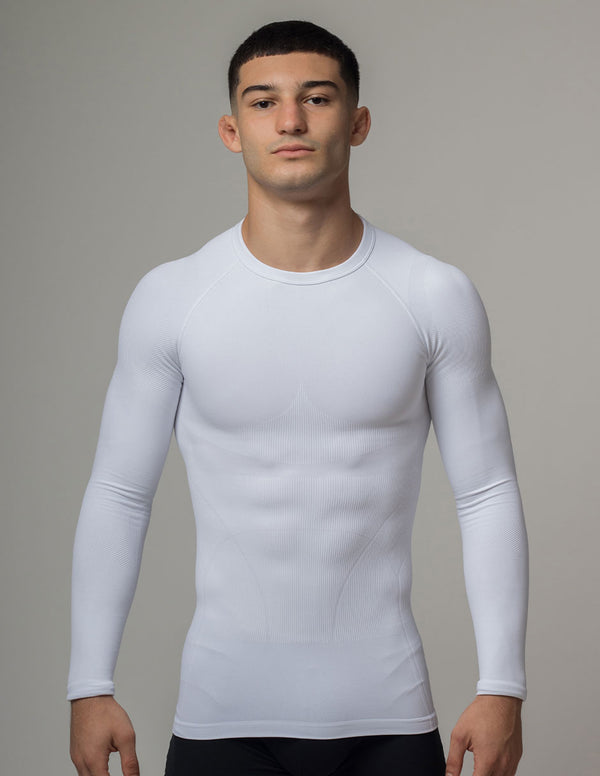 rounderbum Seamless Compression Long Sleeve Shirt White
