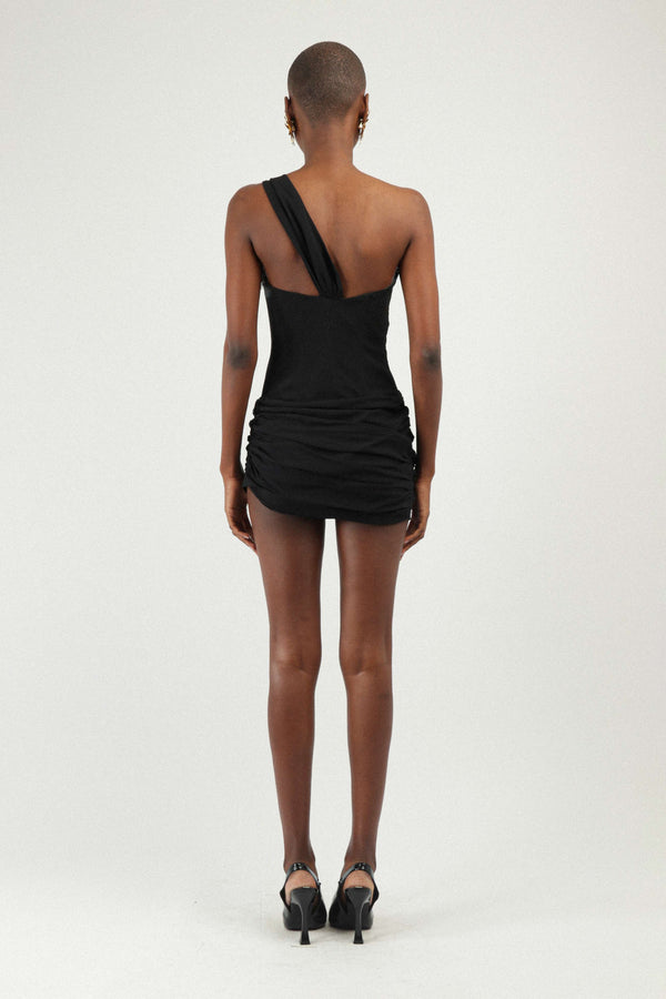 Rowen Rose Asymmetrical Mini Dress With Heart Jewel Details