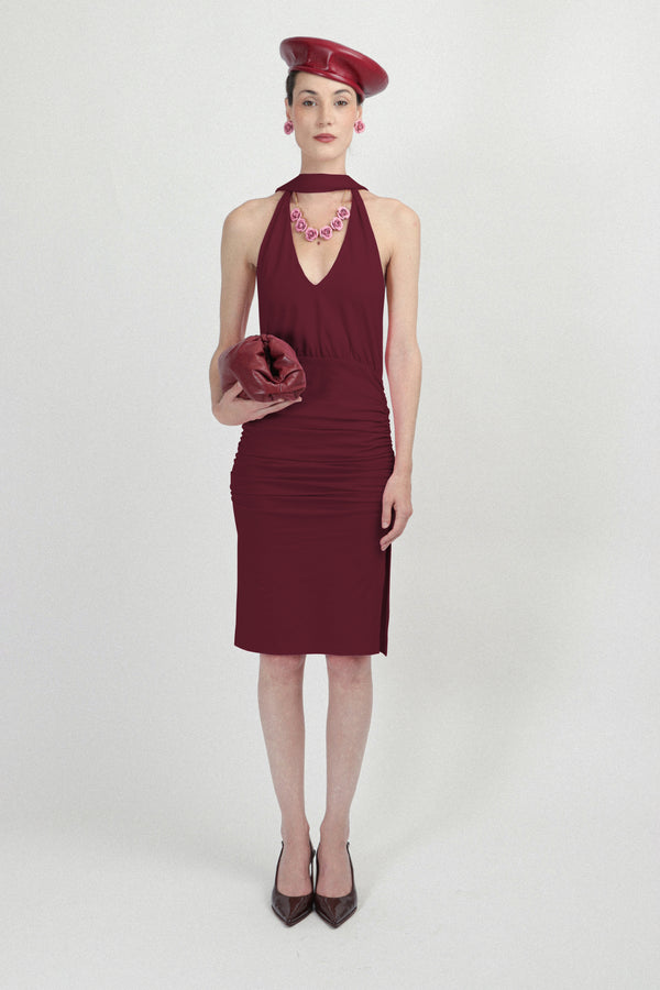 rowen rose Jersey Short Dress with Plunging Neckline