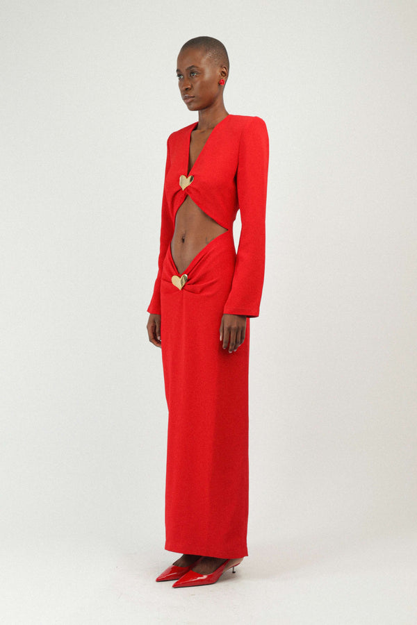 Rowen Rose Lovers Maxi Dress With Heart Jewel Details