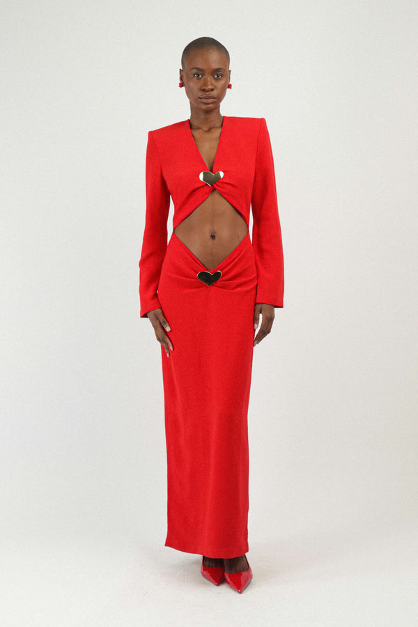 rowen rose Lovers Maxi Dress with Heart Jewel Details