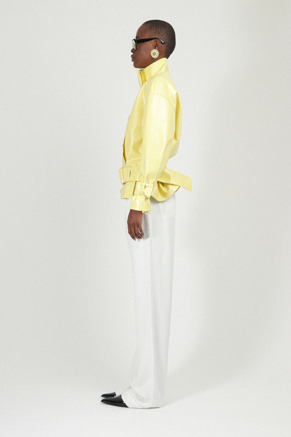 Rowen Rose Oversized Bomber With Peplum In Eco-leather