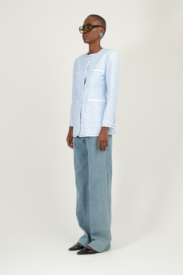 Rowen Rose Polka Dots Jacket With Pockets In Gabardine