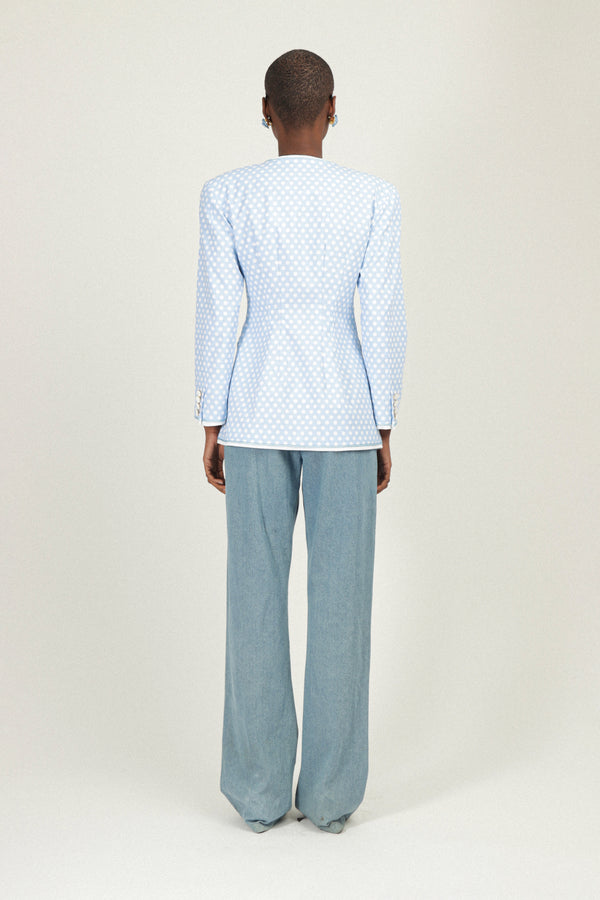 Rowen Rose Polka Dots Jacket With Pockets In Gabardine