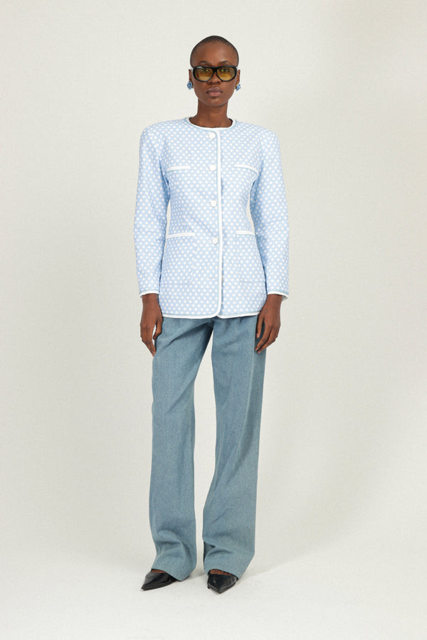 rowen rose Polka Dots Jacket with Pockets in Gabardine