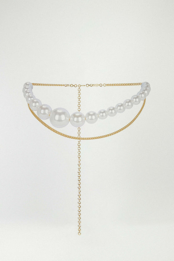 rowen rose Asymmetric Pearl Chain Belt