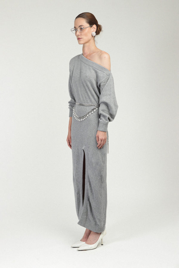 Rowen Rose Asymmetrical Cashmere Dress