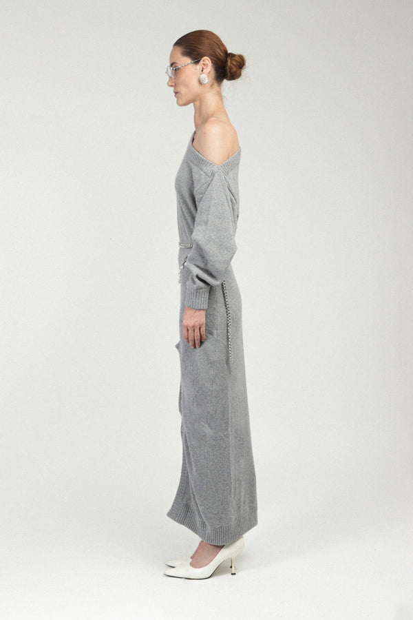 Rowen Rose Asymmetrical Cashmere Dress