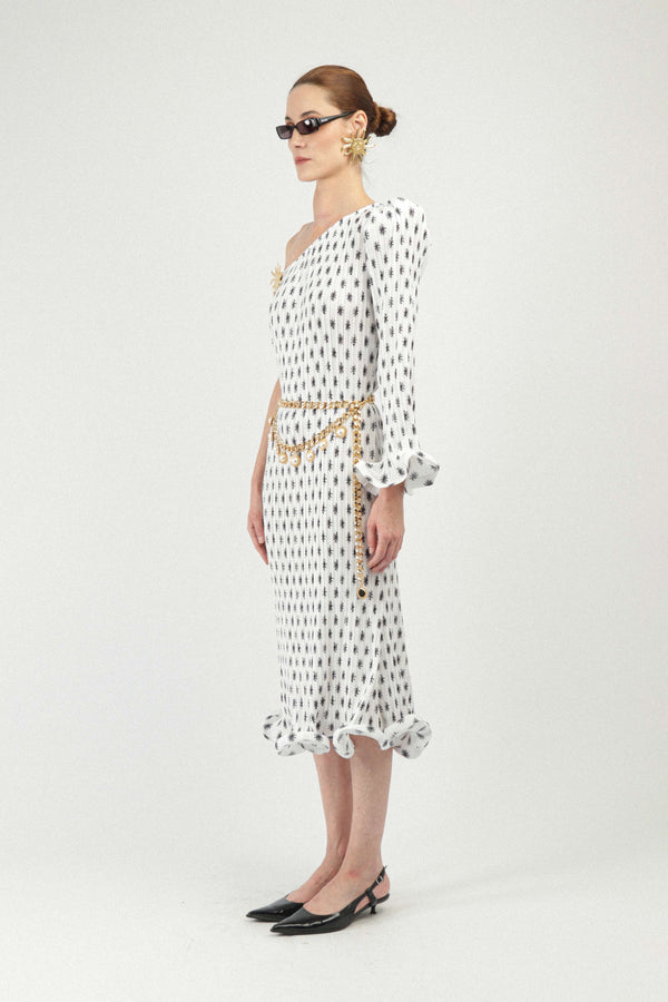 Rowen Rose Asymmetrical Maxi Dress With Sun Jewel