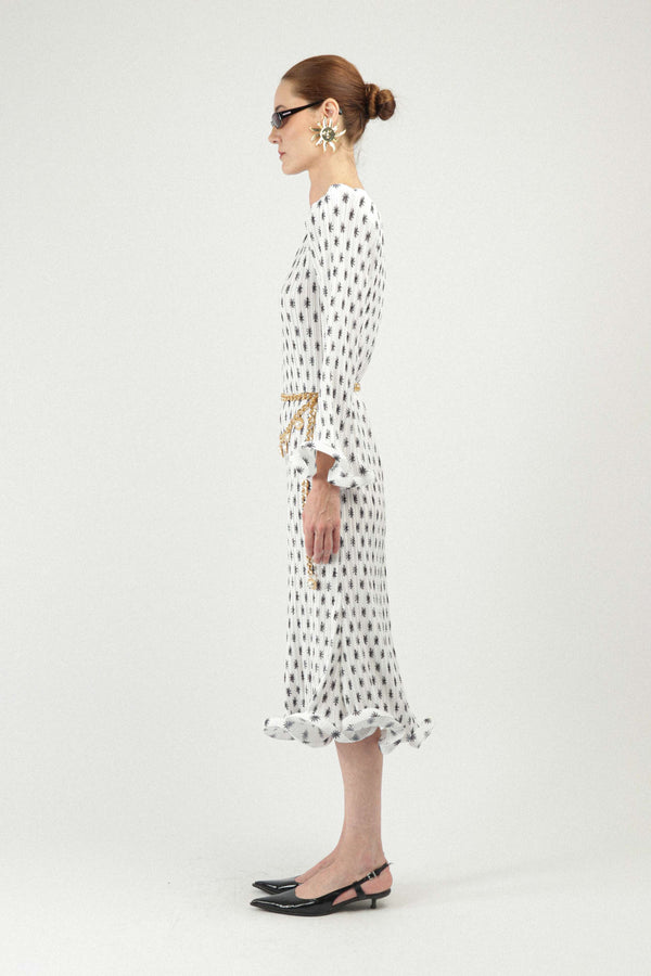 Rowen Rose Asymmetrical Maxi Dress With Sun Jewel