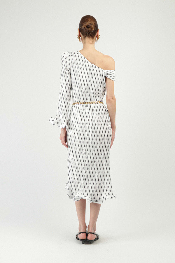 Rowen Rose Asymmetrical Maxi Dress With Sun Jewel