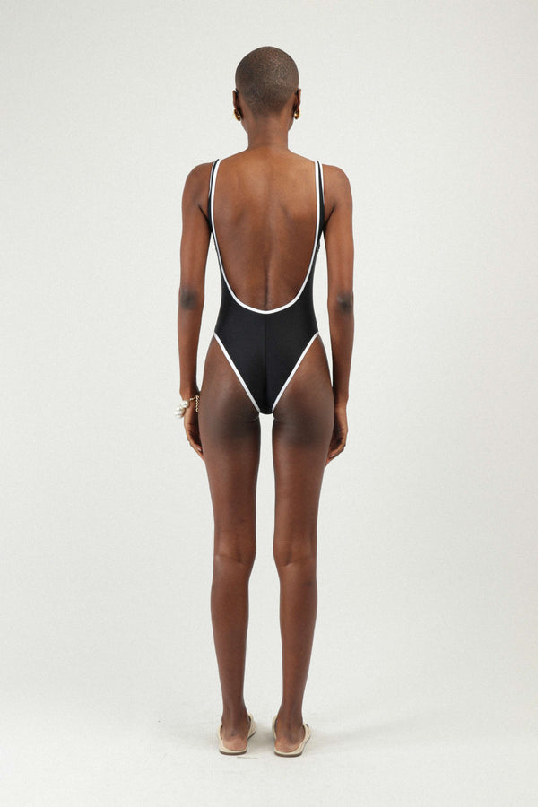 Rowen Rose Bi-color Backless One-piece Swimsuit