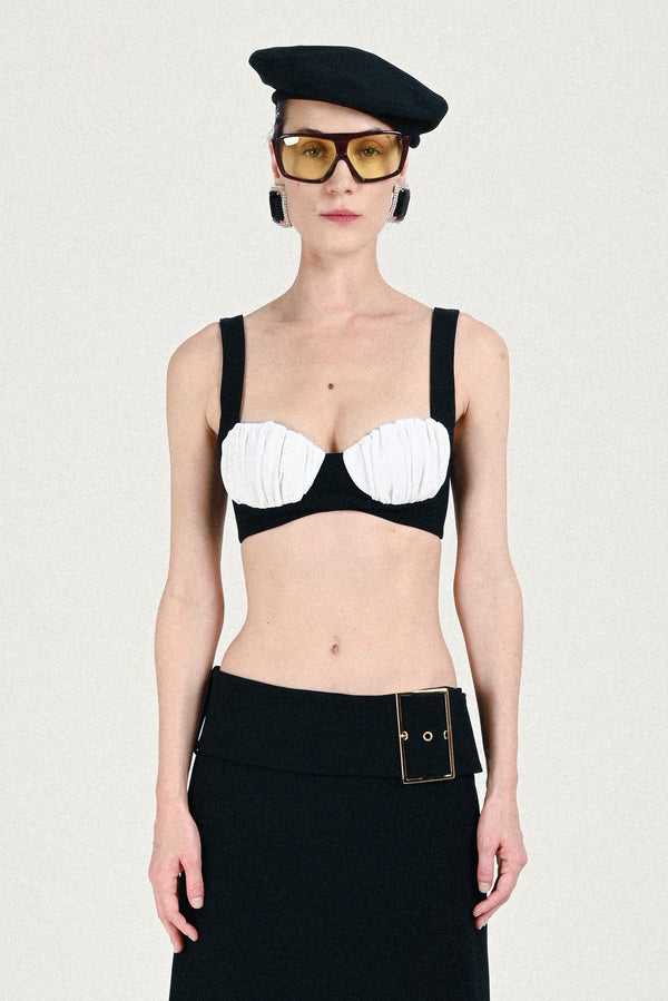 rowen rose Bi-color Bra with Gathered Cups