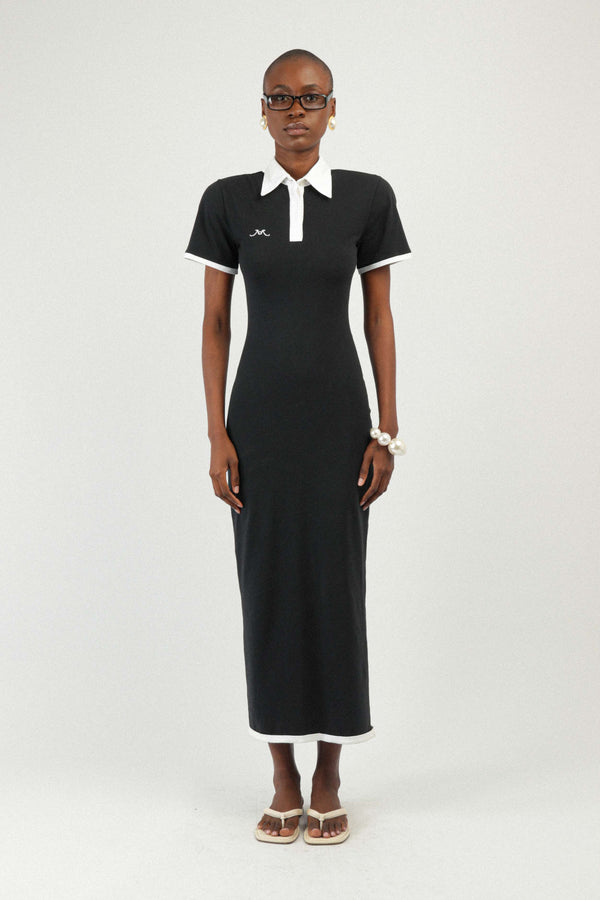 rowen rose Bi-color Jersey Polo Dress