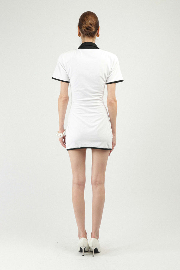 Rowen Rose Bi-color Jersey Polo Mini Dress