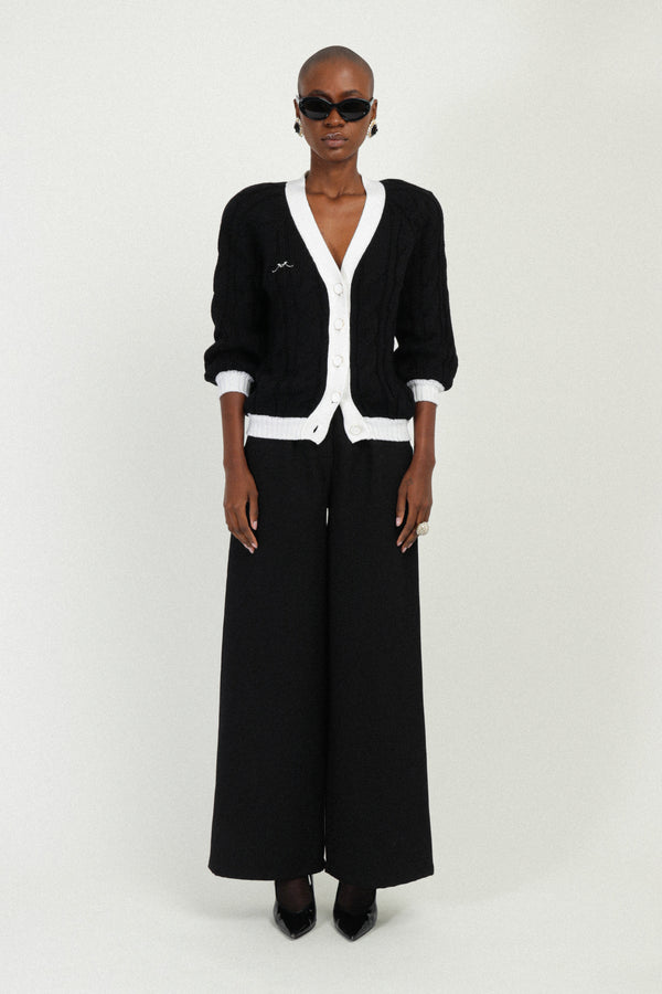 Rowen Rose Bi-color Long Knit Cardigan